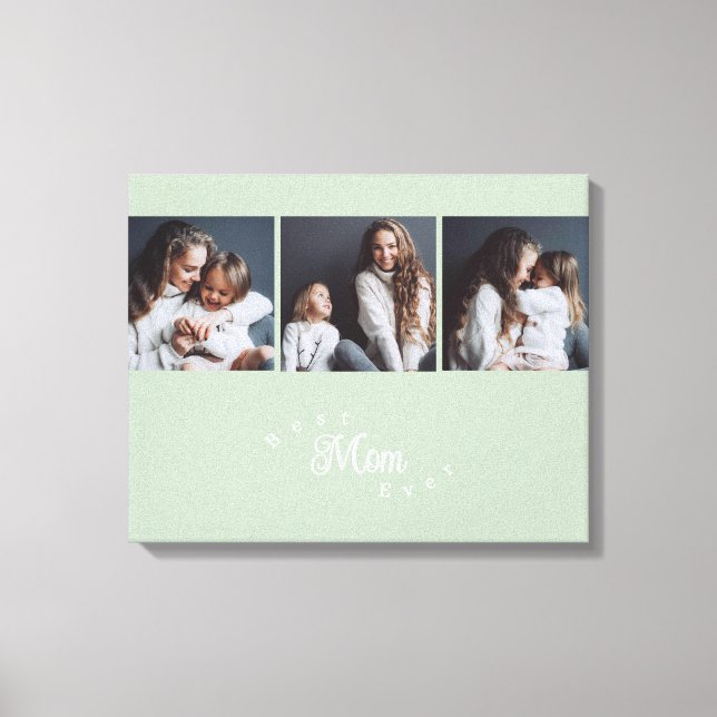 Modern Best Mom Ever Elegant Script 3 Photo Leinwanddruck (Vorderseite)