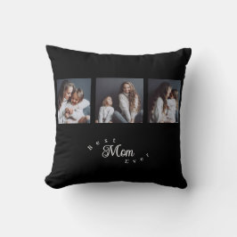 Modern Best Mom Ever Elegant Script Black 3 Photo Kissen