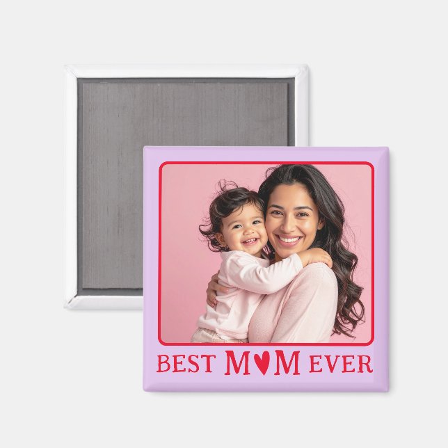Modern Best Mom Ever Purple Photo Magnet (Vorderseite/Rückseite)