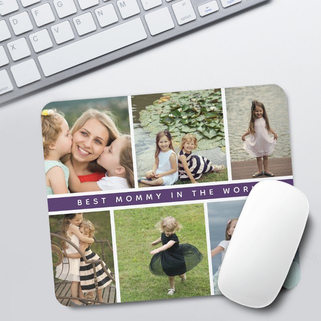 Modern Best Mommy Foto Collage Lila Mousepad (Modern Best Mommy Photo Collage Mouse Pad)