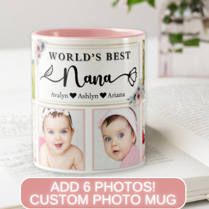 Modern Best Nana Custom Foto Collage Name Herz Zweifarbige Tasse