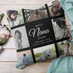 Modern Best Nana Ever Elegante Foto Collage Kissen<br><div class="desc">Für das Beste Nana Ever in Ihrem Leben: Eine moderne,  trendige Instagram-freundliche Foto-Collage werfen Kissen mit modernen Schrift Typografie und Ihrem persönlichen Namen und Ihrer Botschaft. Perfektes Geschenk für die wunderbare Großmutter in Ihrem Leben für den Muttertag,  einen Geburtstag oder die Feriensaison! Das ist die elegante Version auf schwarz.</div>