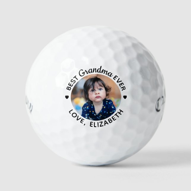 Modern Best Oma Ever Personalisiertes Foto Golfball (Vorderseite)