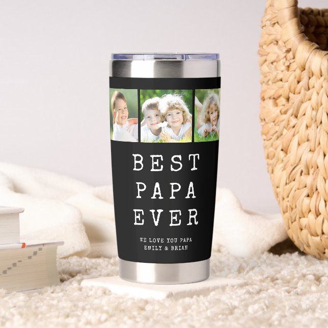 Modern BEST PAPA EVER 3 Photos Thermobecher (Wohnzimmer (gedreht))