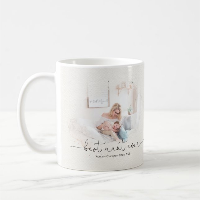 Modern Best Tante je Script Namen Jahr Kaffeetasse (Links)