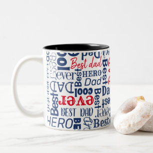 Modern Best Vater je Typografie Rot und Blau Zweifarbige Tasse