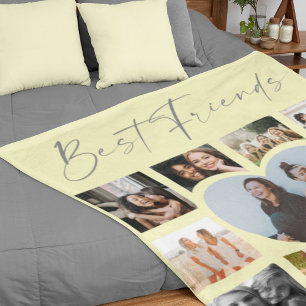 Modern Beste Freunde Herz Foto Collage Fleecedecke