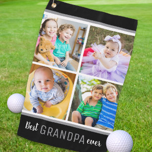 Modern Bester Opa Aller Zeiten 4 Foto Collage Schw Golfhandtuch