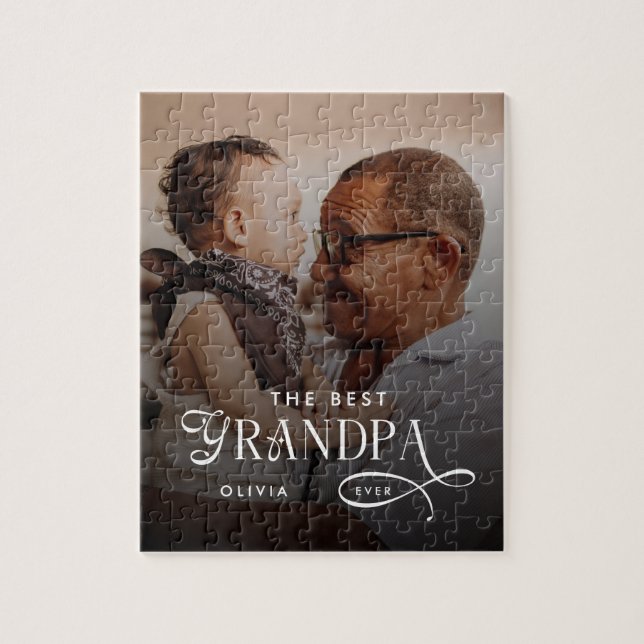 Modern Bester Opa Aller Zeiten Personalisiertes Fo Puzzle (Vertikal)