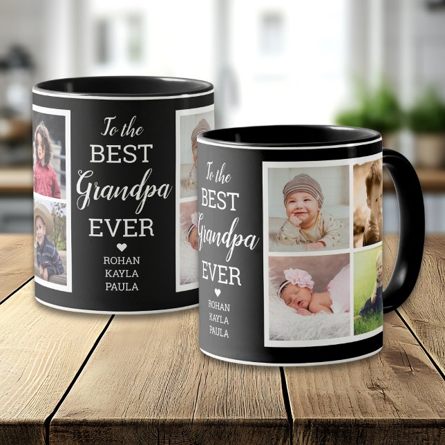 Modern Bester Opa Ever 8  Fotocollage Schwarz Tasse (Von Creator hochgeladen)