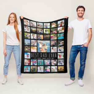 Modern BESTER VATER ALLE ZEIT 41 Foto-Collage Schw Fleecedecke