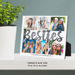 Modern BESTIES 6 Photo Collage Custom Text 8x10 Fotoplatte<br><div class="desc">Celebrate the special bond you have with your best friend by making her a keepsake photo gift with this 6 photo collage easel-back plaque featuring the title BESTIES in modern, unique typography and personalized with your names or custom message in charcoal gray against an editable white background. PHOTO TIPS: Choose...</div>
