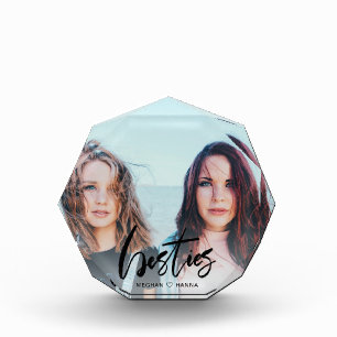 Modern Besties Black Kalligraphie Overlay Fotoblock