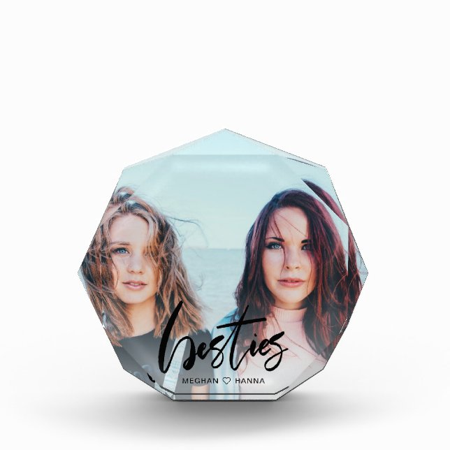 Modern Besties Black Kalligraphie Overlay Fotoblock (Vorderseite)