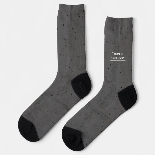 Modern Beton Weiß und Dunkelgrau Socken (Linkes Detail)