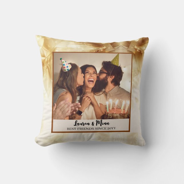 Modern BFF Photo Plaid Friendship Best Friend Thro Kissen (Vorderseite)