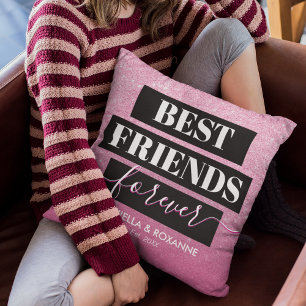 Modern BFF Pink Glitter Beste Freundin Besties Kissen