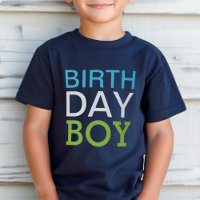 Modern Birthday Boy Blue Green Name Age Number