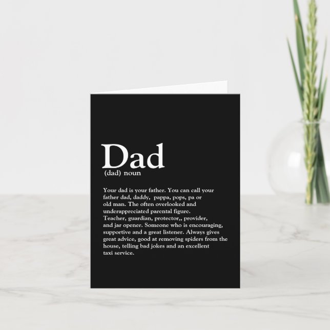 Modern Birthday Dad definition trendy typography Karte (Vorderseite)