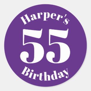 Modern Birthday Individuelle Name Nummer lila viol Runder Aufkleber