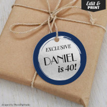 Modern Birthday Navy Blue Silver