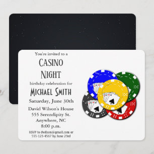 Modern Birthday Party Casino Poker Einladung