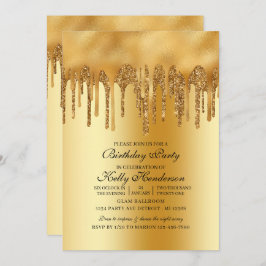 Modern Birthday Party Driving Gold Personalisiert Einladung
