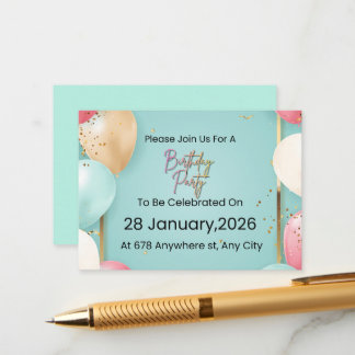 Modern Birthday Party Invitation || Customizable Begleitkarte