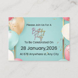 Modern Birthday Party Invitation || Customizable Begleitkarte