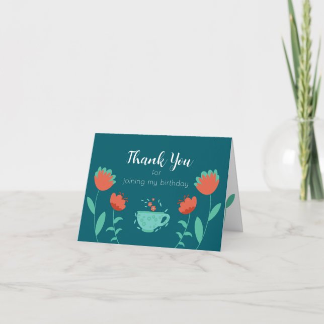 Modern Birthday Party Thank You Card Dankeskarte (Vorderseite)