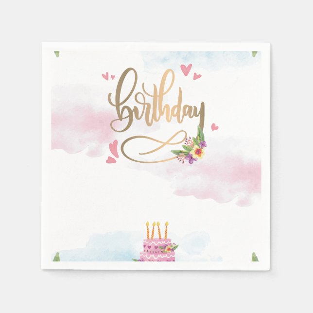 Modern Birthday Serviette (Vorderseite)