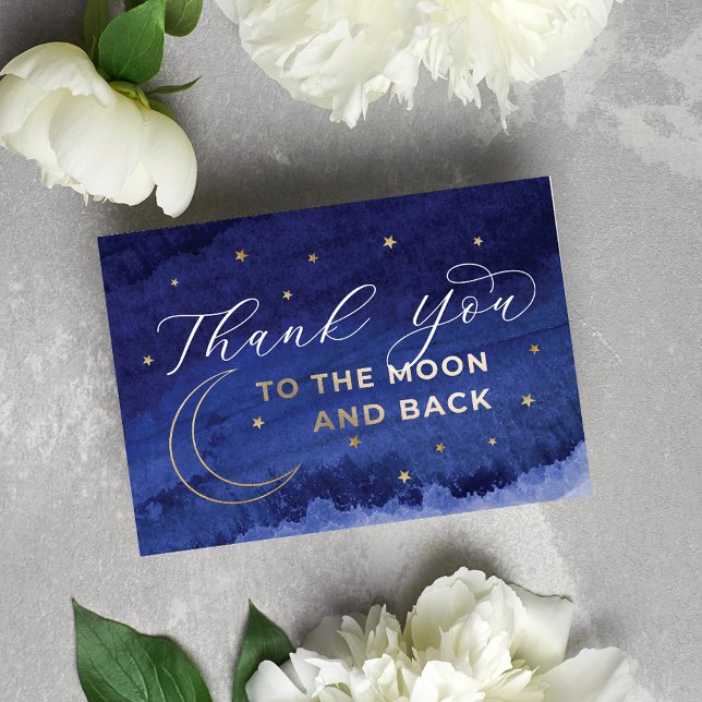 Modern bis zum Mond und zurück Danke an die Karten (Blue Modern To the Moon and Back Thank You Cards)