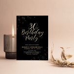 Modern Black 30. Geburtstag Party Real Folieneinladung<br><div class="desc">Feiern Sie Ihren besonderen Tag mit dieser stilvollen Geburtstagsfoto-Einladung für Erwachsene. Dieses Design ist mit einem schicken Goldfolientext "30. Geburtstag Party" mit funkelndem Konfetti und schwarzem Hintergrund ausgestattet. Sie können die Folienfarbe wählen (Gold/ Silber/ Rose Gold). Weitere Designs und Party-Zubehör sind in meinem Shop BaraBomDesign erhältlich.</div>