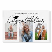 Modern black 3 Foto Abschluss Herzlichen Glückwuns