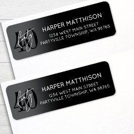Modern Black 40th Birthday Party Return Address