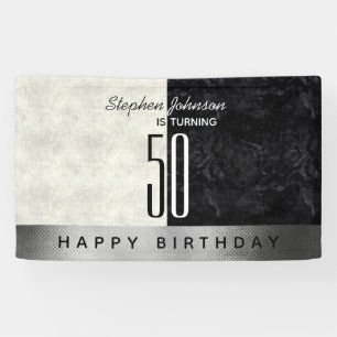 Modern Black 50. Geburtstagsparty Banner