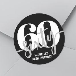 Modern Black 60. Geburtstagsparty Runder Aufkleber