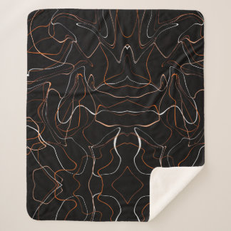 Modern Black Abstract Line Art Fleece Blanket  Sherpadecke