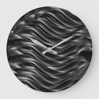 Modern Black Abstract Wave Wall Clock | Minimalist Große Wanduhr