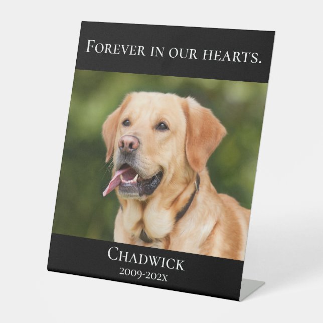 Modern Black Add Foto Pet Memorial Pedestal Schild (Vorderseite)
