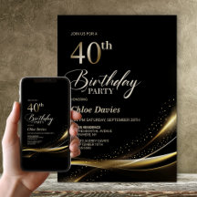 Modern Black and Gold 40. Geburtstag Party