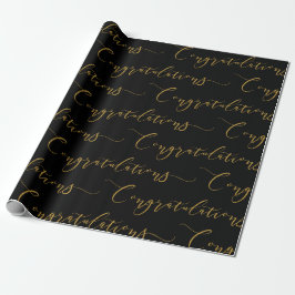 Modern Black and Gold Briefe Herzlichen Glückwunsc Geschenkpapier