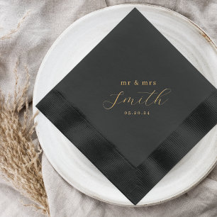 Modern Black and Gold Mr. Wedding Servietten Mit Folie
