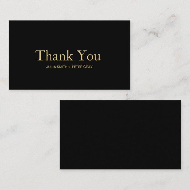Modern Black and Gold Wedding Dankeschön Card Begleitkarte (Vorne/Hinten)