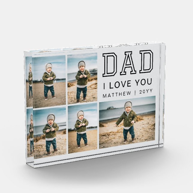 Modern Black and Gray Grid Collage I Love You Dad Fotoblock (Links)