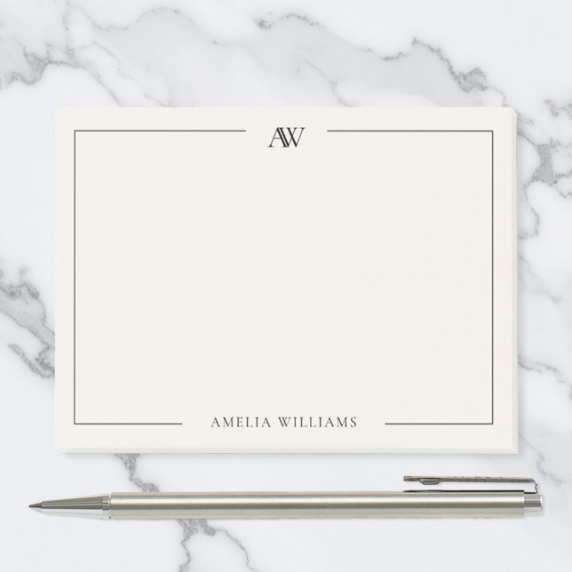 Modern Black and Ivory Minimalist Elegant Monogram Post-it Klebezettel (Von Creator hochgeladen)