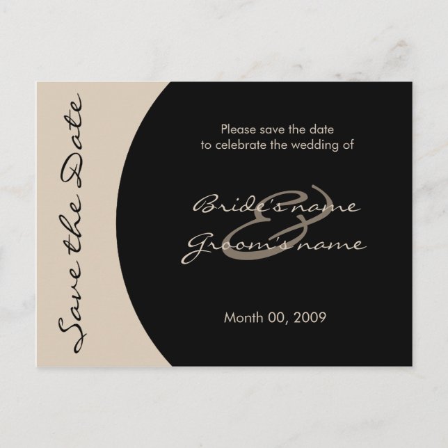 Modern Black and Taupe Save the Date Postkarten (Vorderseite)