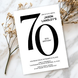 Modern Black and White 70. Geburtstagsparty Einladung