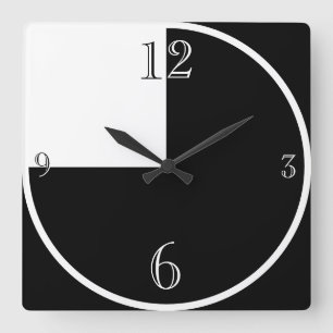 Modern Black and White Abstract Large Clock Quadratische Wanduhr