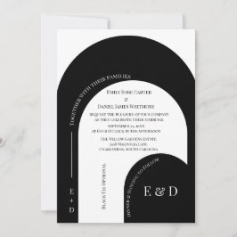 Modern Black and White Arched Wedding Einladung